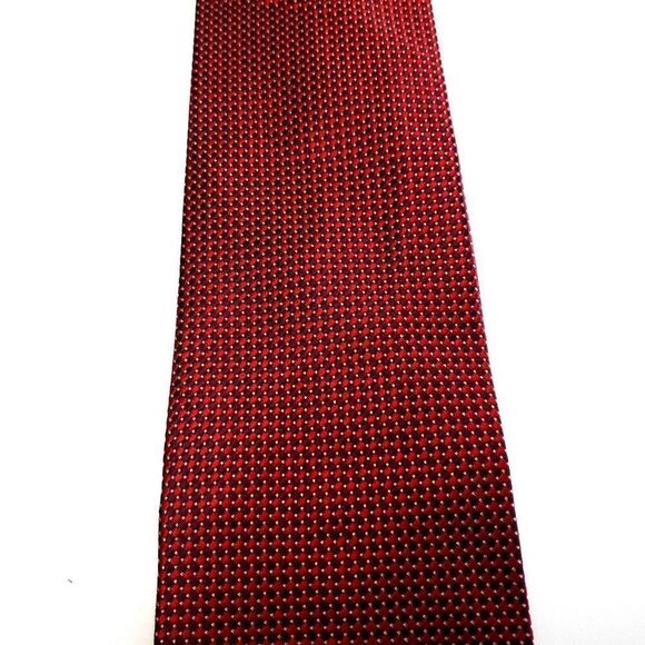 Van Heusen Red Silk Tie Woven Short Check - Picture 2 of 6